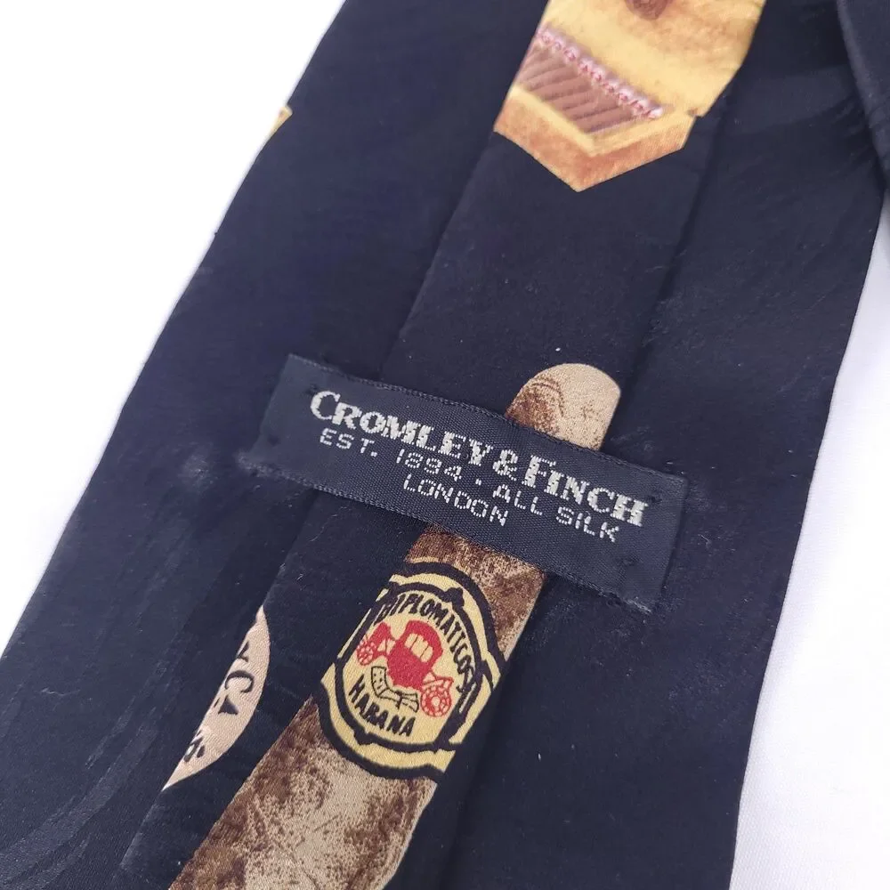 Cromley Finch Silk Tie Black Cuban Cigar